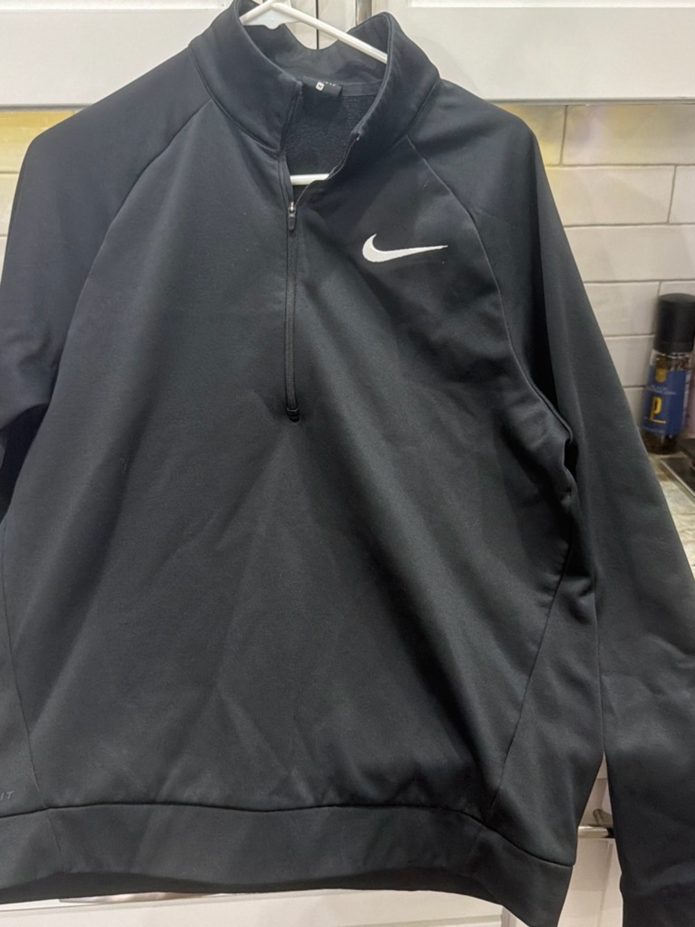 Nike Black Half-Zip Pullover with White Swoosh